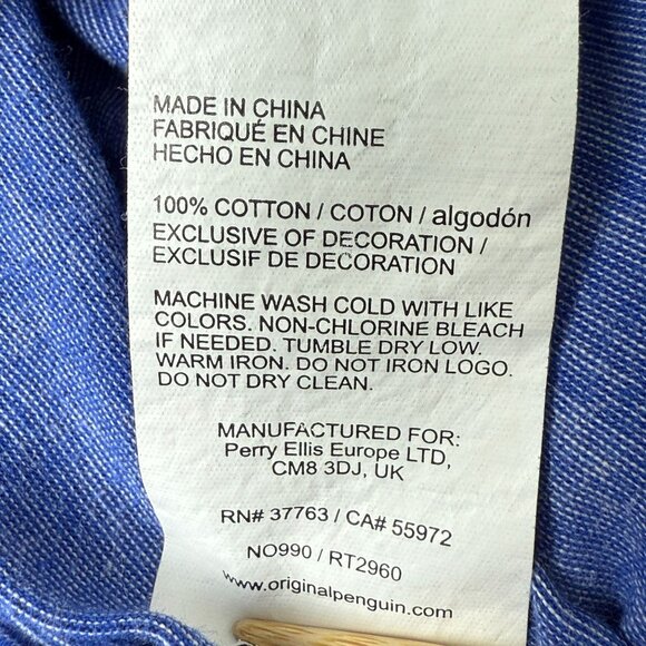 Original Penguin Munsingwear Men’s Polo Shirt XL Blue Striped Gray Collar Cotton - Picture 9 of 10